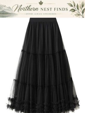 Women's Tulle Maxi Skirt High Waisted A-Line Flowy Layered Fairy Skirt